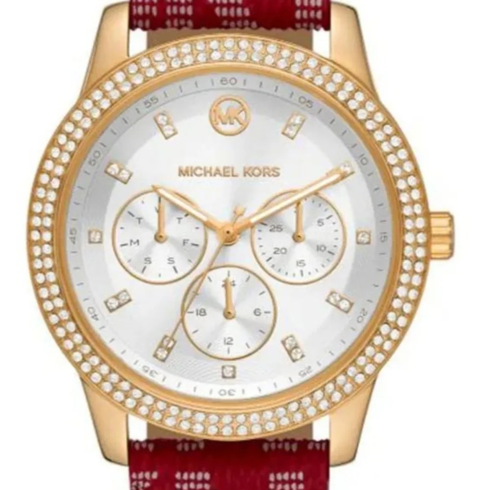 New Michael Kors Xbody Bag, Cardholder & Tibby MK Red signature Matching Watch
